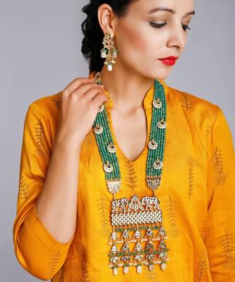 Long Kundan Neckpiece With Earrings 1