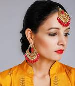 Kundan Earrings & Teeka Set