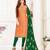 Orange embroidered banarasi brocade salwar