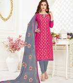Dark-pink embroidered banarasi brocade salwar