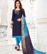 Blue embroidered cotton poly salwar