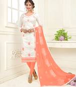 White embroidered jacquard salwar