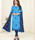 Blue embroidered jacquard salwar