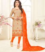 Beige embroidered jacquard salwar