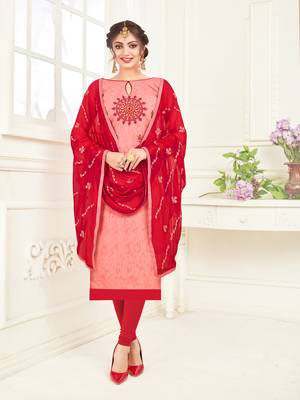Peach embroidered jacquard salwar 1
