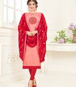 Peach embroidered jacquard salwar
