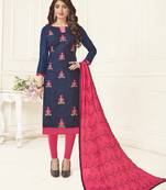 Navy-blue embroidered jacquard salwar