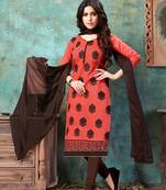 Coral embroidered chanderi salwar