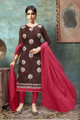 Brown embroidered chanderi salwar 1