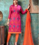 Rani-pink embroidered chanderi salwar