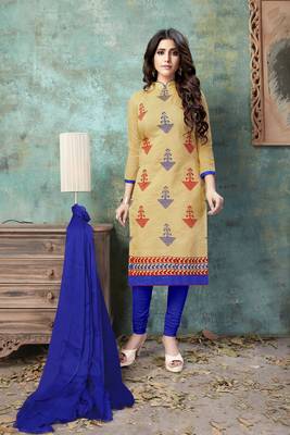 Beige embroidered chanderi salwar 1