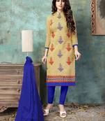 Beige embroidered chanderi salwar