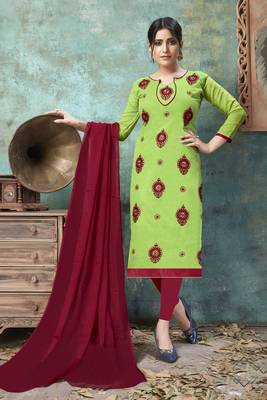 Light-green embroidered chanderi salwar 1
