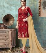 Maroon embroidered chanderi salwar