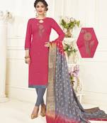 Pink embroidered cotton poly salwar