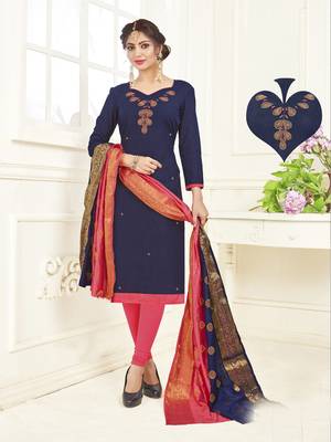 Dark-blue embroidered cotton poly salwar 1