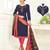 Dark-blue embroidered cotton poly salwar