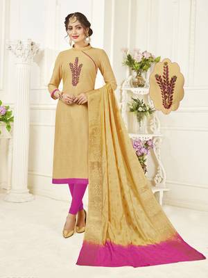 Cream embroidered cotton poly salwar 1