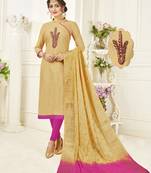 Cream embroidered cotton poly salwar