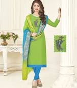 Green embroidered cotton poly salwar