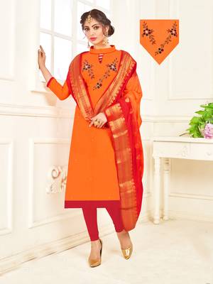 Orange embroidered cotton poly salwar 1