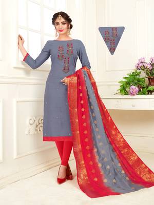 Grey embroidered cotton poly salwar 1