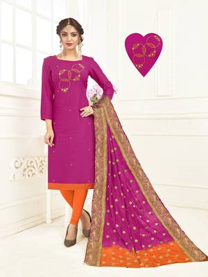 Magenta embroidered cotton poly salwar 1