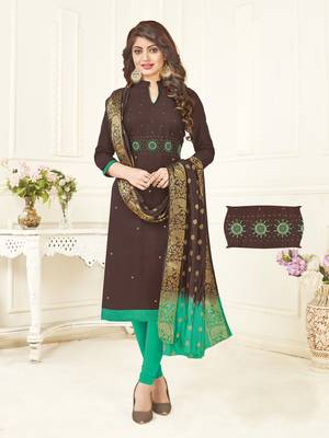 Coffee embroidered cotton poly salwar 1