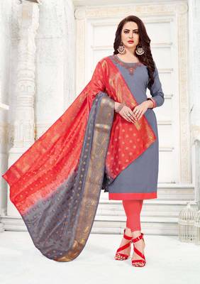 Grey embroidered cotton poly salwar 1