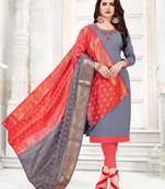 Grey embroidered cotton poly salwar