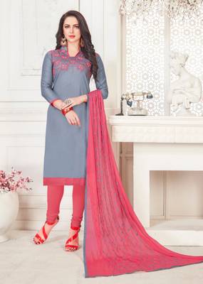 Grey embroidered cotton poly salwar 1