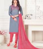 Grey embroidered cotton poly salwar