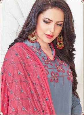 Grey embroidered cotton poly salwar 2