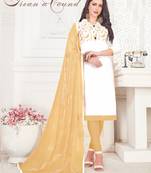 White embroidered cotton poly salwar