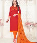 Red embroidered cotton poly salwar
