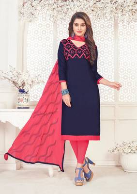 Navy-blue embroidered cotton poly salwar 1