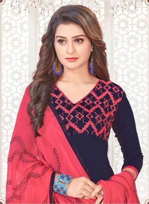 Navy-blue embroidered cotton poly salwar 2