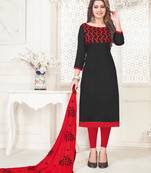 Black embroidered cotton poly salwar