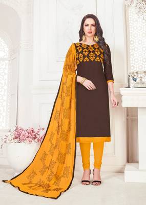Coffee embroidered cotton poly salwar 1