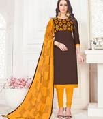 Coffee embroidered cotton poly salwar