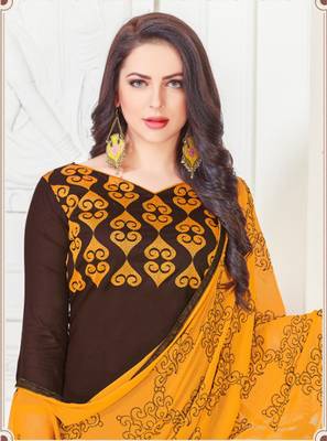 Coffee embroidered cotton poly salwar 2