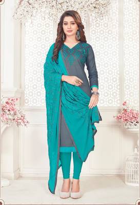 Grey embroidered cotton poly salwar 1