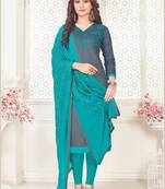 Grey embroidered cotton poly salwar