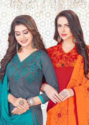 Grey embroidered cotton poly salwar 2