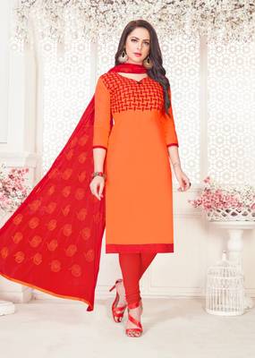 Orange embroidered cotton poly salwar 1