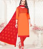 Orange embroidered cotton poly salwar