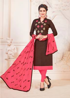 Coffee embroidered cotton poly salwar 1