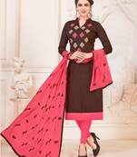 Coffee embroidered cotton poly salwar