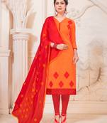 Orange embroidered cotton poly salwar