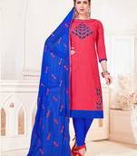 Red embroidered cotton poly salwar